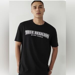 True Religion Men’s Horseshoe Puff Logo Graphics Jet Black T-Shirt Size L